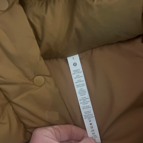 Lululemon rare color size 8 wunder puff long in bold beige - Picture 4 of 8